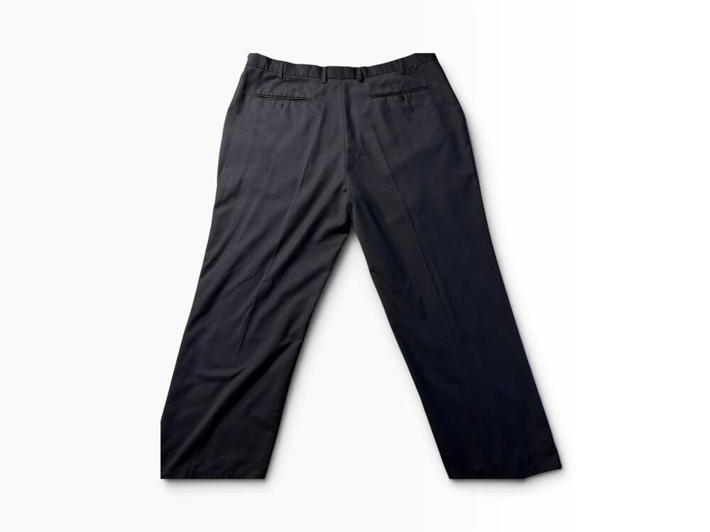 Van Heusen Mens Dress Pants 36x30 Black Flat Front Polyester Rayon